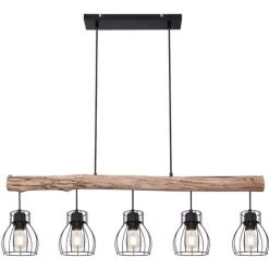Acheter 😀 Lampe Suspendue Au Plafond Rétro Poutres En Bois Salon éclairage Treillis Pendule Luminaire Globo 15326-5N 🎉