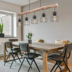 Acheter 😀 Lampe Suspendue Au Plafond Rétro Poutres En Bois Salon éclairage Treillis Pendule Luminaire Globo 15326-5N 🎉 -Suspension Soldes 13636183 3