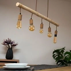 Le moins cher 😍 Plafonnier De Style Vintage Couleur Rouille Salon Poutre En Bois Suspendu Luminaire Globo 15327-5N ⌛ -Suspension Soldes 13636576 3