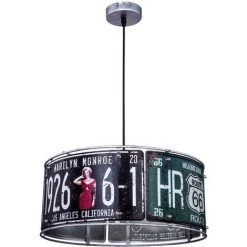 Sortie ⭐ Lampe Suspendue Rétro USA Plaque D'immatriculation Route 66 Monroe Decor Plafond Pendule Luminaire Globo 15396H1 🥰