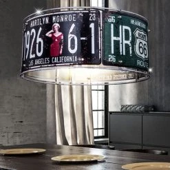 Sortie ⭐ Lampe Suspendue Rétro USA Plaque D'immatriculation Route 66 Monroe Decor Plafond Pendule Luminaire Globo 15396H1 🥰 -Suspension Soldes 13636668 3