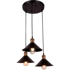 Grosses soldes 🌟 STOEX Suspension Luminaire Edison 3 Têtes Métal Fer Noir , Lampes Vintage Industrial Plafonnier Luminaire E27 Rétro Salle De Salle à Manger Chambre 😀