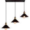 Meilleur prix 🛒 STOEX Suspension Luminaire 3 Têtes E27 Luminaires En Métal Fer , Lustre Abat-jour Lampes Suspendus Vintage Industrial Plafonnier Cuisine Salle à Manger Chambre - Noir 🌟