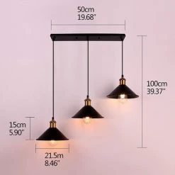 Meilleur prix 🛒 STOEX Suspension Luminaire 3 Têtes E27 Luminaires En Métal Fer , Lustre Abat-jour Lampes Suspendus Vintage Industrial Plafonnier Cuisine Salle à Manger Chambre - Noir 🌟 -Suspension Soldes 13949911 5
