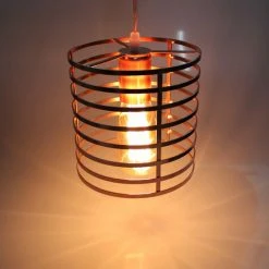 Le moins cher 👍 STOEX Lustre Suspension Industrielle Cage Fer Forme Cylindre Luminaire E27 Pour Décor Restaurant Salle Chambre, Or Rose ✔️ -Suspension Soldes 13949940 5