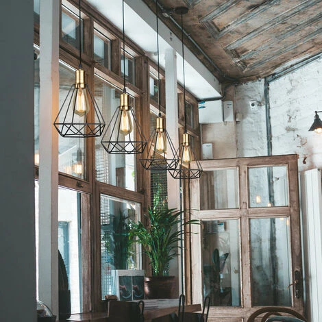 Le moins cher ⌛ STOEX Lot De 2 Retro Suspension Industrielle LED Cage Diamant , Suspension Luminaire En Fer E27, Noir Et Idéal Pour Salle à Manger, Salon, Chambre Et Restaurant ⭐ 2 Le moins cher ⌛ STOEX Lot De 2 Retro Suspension Industrielle LED Cage Diamant , Suspension Luminaire En Fer E27, Noir Et Idéal Pour Salle à Manger, Salon, Chambre Et Restaurant ⭐ – Image 2