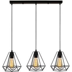 Sortie ⭐ AXHUP Diamant Suspension Filaire En Métal 3 Tête Lustre Industrielle Luminaire Salle à Manger Couloir 🔔