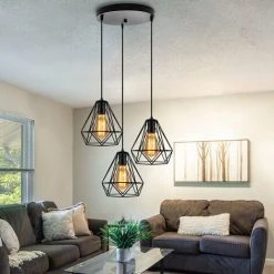 Top 10 ❤️ AXHUP Suspension Luminaire Industrielle 3 Lumière Plafonnier Lustre Abat-jour Métal 🥰