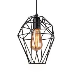 De gros 💯 STOEX Lustre Suspension Industrielle Métal En Forme Diamant Corde Ajustable Vintage E27 Noir Pour Restaurant Salon Salle À Manger Bar 🥰