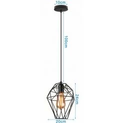 De gros 💯 STOEX Lustre Suspension Industrielle Métal En Forme Diamant Corde Ajustable Vintage E27 Noir Pour Restaurant Salon Salle À Manger Bar 🥰 -Suspension Soldes 14355693 5
