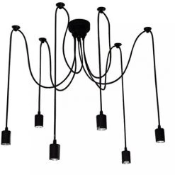 Le moins cher ✨ BARCELONA LED Suspension "Araignée" Pour 6 Ampoules | Noir - Noir 🛒