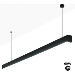 Sortie ❤️ BARCELONA LED Suspension Linéaire LED 60W 180cm 5100lm | Noir - Noir 🎉