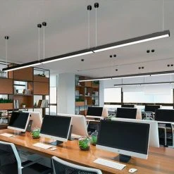 Sortie ❤️ BARCELONA LED Suspension Linéaire LED 60W 180cm 5100lm | Noir - Noir 🎉 -Suspension Soldes 14820670 5