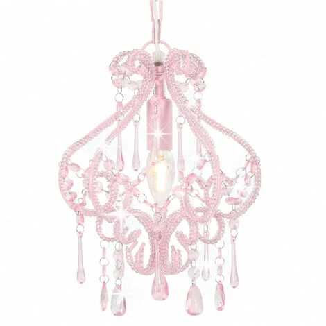 Bon marché 🎁 VidaXL Plafonnier Avec Perles Rose Rond E14 - Rose 🧨 1 Bon marché 🎁 VidaXL Plafonnier Avec Perles Rose Rond E14 - Rose 🧨