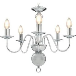 Vente flash ⭐ VidaXL Lustre Argenté 5 Ampoules E14 - Argent ⭐