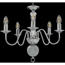 Vente flash ⭐ VidaXL Lustre Argenté 5 Ampoules E14 - Argent ⭐ -Suspension Soldes 14850095 3