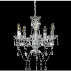 De gros ⌛ VidaXL Lustre Avec Perles De Cristal Argenté Rond 5 X E14 - Argent 🤩 -Suspension Soldes 14876911 3
