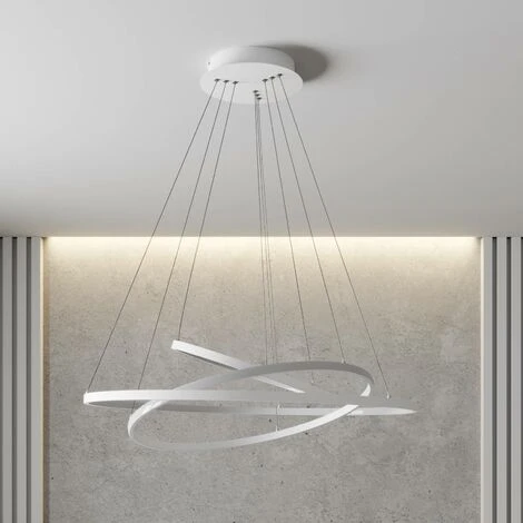 Vente flash 👏 LUCANDE LED Suspension à Intensité Variable 'Ezana' En Métal Pour Salon & Salle à Manger - Blanc ⌛ 2 Vente flash 👏 LUCANDE LED Suspension à Intensité Variable 'Ezana' En Métal Pour Salon & Salle à Manger - Blanc ⌛ – Image 2