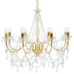 Grosses soldes ⌛ VidaXL Lustre Avec Perles Doré 8 Ampoules E14 - Or ❤️