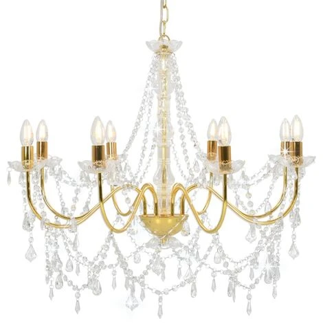 Grosses soldes ⌛ VidaXL Lustre Avec Perles Doré 8 Ampoules E14 - Or ❤️ 1 Grosses soldes ⌛ VidaXL Lustre Avec Perles Doré 8 Ampoules E14 - Or ❤️