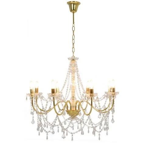 Grosses soldes ⌛ VidaXL Lustre Avec Perles Doré 8 Ampoules E14 - Or ❤️ 2 Grosses soldes ⌛ VidaXL Lustre Avec Perles Doré 8 Ampoules E14 - Or ❤️ – Image 2