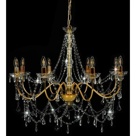 Grosses soldes ⌛ VidaXL Lustre Avec Perles Doré 8 Ampoules E14 - Or ❤️ 4 Grosses soldes ⌛ VidaXL Lustre Avec Perles Doré 8 Ampoules E14 - Or ❤️ – Image 4