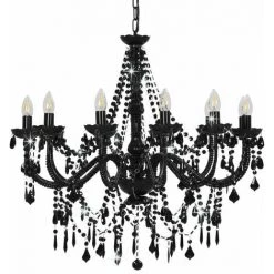 Grosses soldes 😍 VidaXL Lustre Avec Perles Noir 12 Ampoules E14 - Noir ⭐ -Suspension Soldes 14984487 3