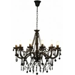 Grosses soldes 😍 VidaXL Lustre Avec Perles Noir 12 Ampoules E14 - Noir ⭐ -Suspension Soldes 14984487 4