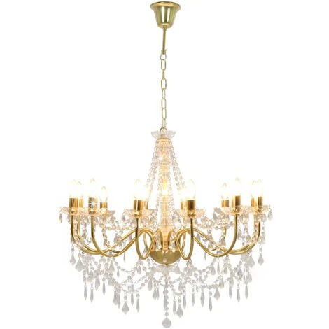 Offres ⭐ VidaXL Lustre Avec Perles Doré 12 Ampoules E14 - Or 😀 2 Offres ⭐ VidaXL Lustre Avec Perles Doré 12 Ampoules E14 - Or 😀 – Image 2