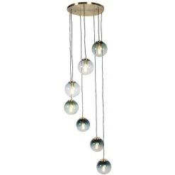 Tout neuf ⭐ QAZQA Pallon - Suspension Art Deco - 7 Lumière - Ø 650 Mm - Doré/Laiton - Art Deco - Éclairage Intérieur - Salon I Chambre I Cuisine I Salle à Manger - Doré/Laiton 🌟