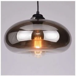 Meilleure vente 😍 KOSILUM Suspension Goutte D'eau Verre Fumé Noire - Ellipse - Noir ✨