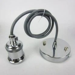 Meilleure vente ⌛ GREENSENSATION Plafonnier Tissé Gris Avec Douille Inox E27 ✔️