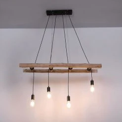 Promo 🧨 Luminaire Suspendu Vintage échelle En Bois Suspension Lampe Plafonniers Salon éclairage Globo 15348-4 ⌛ -Suspension Soldes 16126300 3