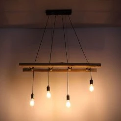 Promo 🧨 Luminaire Suspendu Vintage échelle En Bois Suspension Lampe Plafonniers Salon éclairage Globo 15348-4 ⌛ -Suspension Soldes 16126300 4