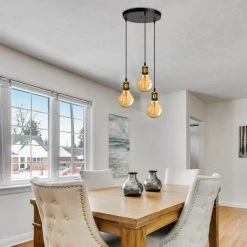 Meilleur prix 😉 IDEGU 3 Lampes Suspension Luminaire Industrielle Rétro Lustre Avec Douille E27 De Style Edison En Métal Lampe De Plafond Pour Salon Chambre Cuisine Salle à Manger Bar Comptoir - Laiton 🛒 -Suspension Soldes 16268916 4