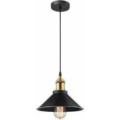 Grosses soldes ❤️ IDEGU Retro Suspension Luminaire Industriel Design Edison Luminaire Plafonnier E27 Lustre Suspension En Métal, Ø 22cm, Noir 😉