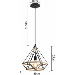 Vente flash ⭐ IDEGU Lot De 2 Lampes Suspension Luminaire Industrielle Avec Corde De Chanvre, Lustre Plafonnier Vinatge Abat-jour Cage Dimant En Métal Ø25cm , Lampe De Plafond E27 Pour Salle à Manger Salon Cuisine, Noir 💯 -Suspension Soldes 16268966 4