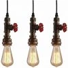De gros 🎉 IDEGU 3x Suspension Luminaire Industrielle Lampes Plafonnier Lustre Vintage En Design Tuyau Lumière Art Déco Pour Café, Bar, Restaurant, Cuisine - Bronze Antique ⭐