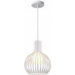 Le moins cher 👏 IDEGU Suspension Luminaire Moderne, Lustre Plafonnier En Métal En Forme De Cage à Vase Lampe De Plafond Pour Chambre Salon Cuisine Salle à Manger Restaurant - Diamètre 20cm, Blanc 👏