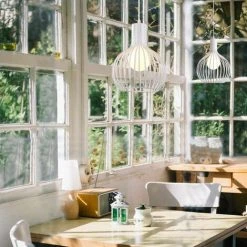 Le moins cher 👏 IDEGU Suspension Luminaire Moderne, Lustre Plafonnier En Métal En Forme De Cage à Vase Lampe De Plafond Pour Chambre Salon Cuisine Salle à Manger Restaurant - Diamètre 20cm, Blanc 👏 -Suspension Soldes 16268973 3