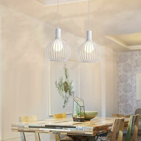 Meilleure vente 🔥 IDEGU Lot De 2 Suspension Luminaire Moderne, Lustre Plafonnier En Métal En Forme De Cage à Vase Lampe De Plafond Pour Chambre Salon Cuisine Salle à Manger Restaurant - Diamètre 20cm, Blanc ✔️ 2 Meilleure vente 🔥 IDEGU Lot De 2 Suspension Luminaire Moderne, Lustre Plafonnier En Métal En Forme De Cage à Vase Lampe De Plafond Pour Chambre Salon Cuisine Salle à Manger Restaurant - Diamètre 20cm, Blanc ✔️ – Image 2