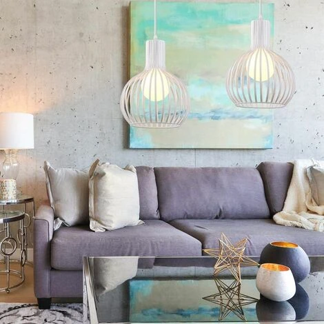 Meilleure vente 🔥 IDEGU Lot De 2 Suspension Luminaire Moderne, Lustre Plafonnier En Métal En Forme De Cage à Vase Lampe De Plafond Pour Chambre Salon Cuisine Salle à Manger Restaurant - Diamètre 20cm, Blanc ✔️ 4 Meilleure vente 🔥 IDEGU Lot De 2 Suspension Luminaire Moderne, Lustre Plafonnier En Métal En Forme De Cage à Vase Lampe De Plafond Pour Chambre Salon Cuisine Salle à Manger Restaurant - Diamètre 20cm, Blanc ✔️ – Image 4