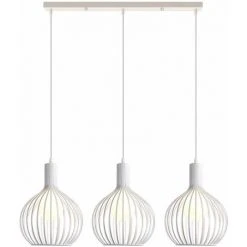 Top 10 ❤️ IDEGU 3 Lampes Suspension Luminaire Moderne, Lustre Plafonnier En Métal En Forme De Cage à Vase Lampe De Plafond Pour Salon Cuisine Salle à Manger Restaurant - Diamètre 20cm, Blanc 💯