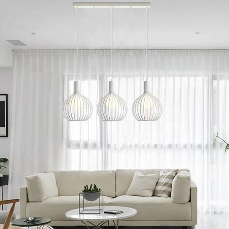 Top 10 ❤️ IDEGU 3 Lampes Suspension Luminaire Moderne, Lustre Plafonnier En Métal En Forme De Cage à Vase Lampe De Plafond Pour Salon Cuisine Salle à Manger Restaurant - Diamètre 20cm, Blanc 💯 2 Top 10 ❤️ IDEGU 3 Lampes Suspension Luminaire Moderne, Lustre Plafonnier En Métal En Forme De Cage à Vase Lampe De Plafond Pour Salon Cuisine Salle à Manger Restaurant - Diamètre 20cm, Blanc 💯 – Image 2