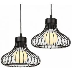Top 10 ✨ IDEGU 2x Suspension Luminaire Cage Industriel Vintage Métal Rétro Ø23cm, Lustre Abat-Jour Lampes Edison Culot E27 - Noir 🔔