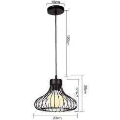 Top 10 ✨ IDEGU 2x Suspension Luminaire Cage Industriel Vintage Métal Rétro Ø23cm, Lustre Abat-Jour Lampes Edison Culot E27 - Noir 🔔 9 Top 10 ✨ IDEGU 2x Suspension Luminaire Cage Industriel Vintage Métal Rétro Ø23cm, Lustre Abat-Jour Lampes Edison Culot E27 - Noir 🔔 -Suspension Soldes 16269006 5