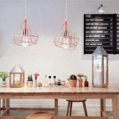 Les meilleures critiques de 🥰 IDEGU Suspension Luminaire Vintage Lustre En Forme De Diamant En Métal Plafonnier Lampe Suspension Pour Chambre Salon Restaurant - Diamètre 25cm (Or Rose) ✨ -Suspension Soldes 16269034 3