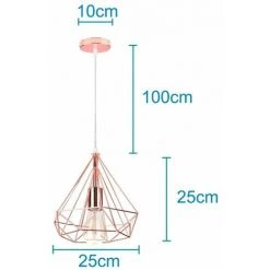 Les meilleures critiques de 🥰 IDEGU Suspension Luminaire Vintage Lustre En Forme De Diamant En Métal Plafonnier Lampe Suspension Pour Chambre Salon Restaurant - Diamètre 25cm (Or Rose) ✨ -Suspension Soldes 16269034 5