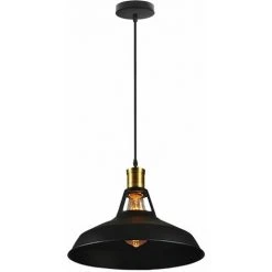 Meilleur prix 🌟 IDEGU Lampe Suspension Vintage Ø27cm, E27 Lustre Plafonniers (sans Ampoule) Style Retro Industrielle éclairage Intérieur, Lampe Cuisine Salon Salle à Manger Chambre, Noir 🌟