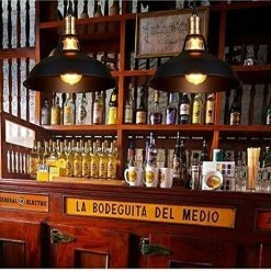 Meilleur prix 🌟 IDEGU Lampe Suspension Vintage Ø27cm, E27 Lustre Plafonniers (sans Ampoule) Style Retro Industrielle éclairage Intérieur, Lampe Cuisine Salon Salle à Manger Chambre, Noir 🌟 -Suspension Soldes 16269050 3